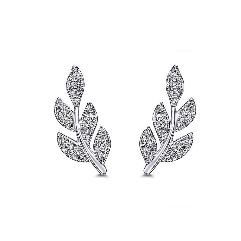 Fancy Leaf Shape Stud Earrings Silver Color Ear Accessories for Women Daily Wear Minimalist Gift Statement Jewelry 2023
