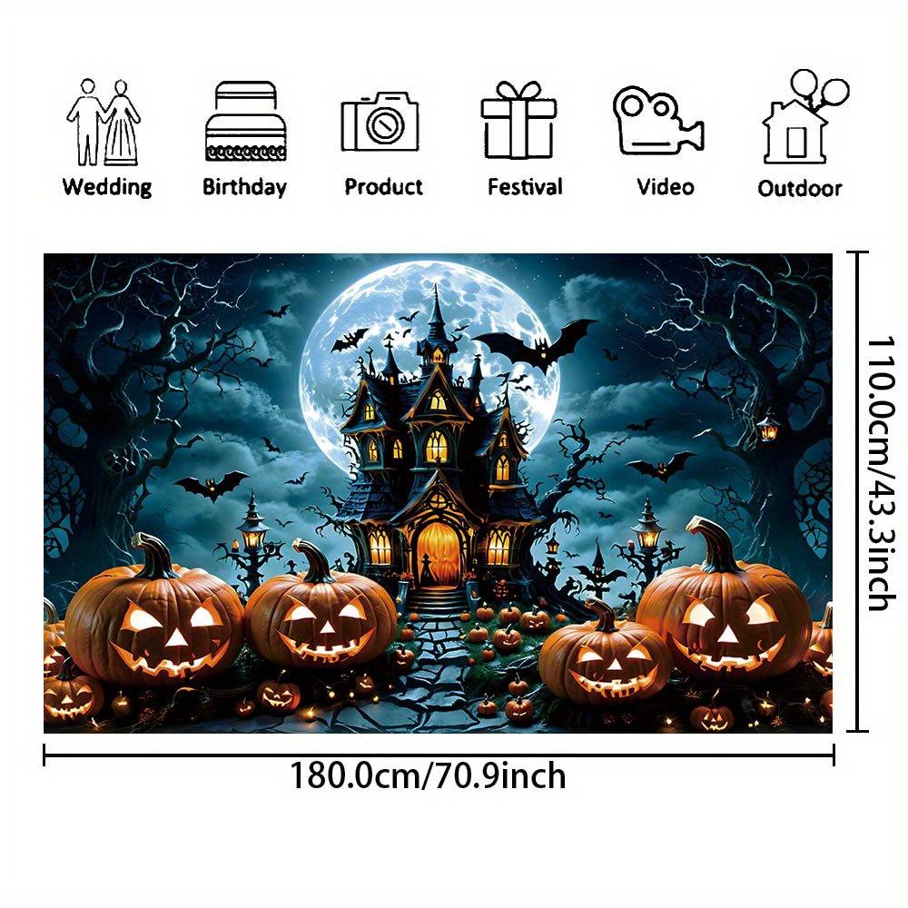 1pcs Decorative Arts Halloween Background Curtains - Ghost Night Burger Pumpkin Lantern Pumpkin Wall Hanging