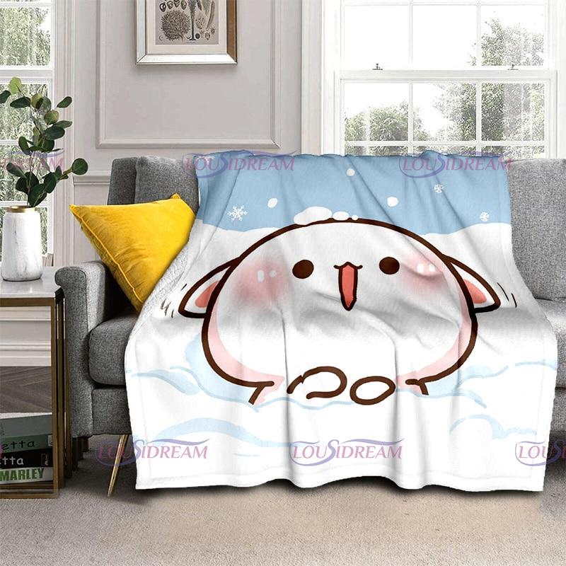 Kreslená broskvová deka pro kočky Super hřejivá dětská dívka Roztomilá kočičí deka Cestovní povlečení Rozkládací pohovka Deka pro milovníky narozenin Dárek pro milence