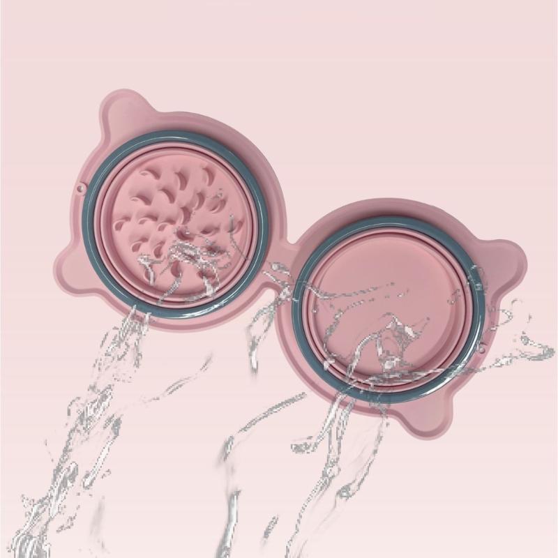 Dog Slow Feeding Bowl Silicone Pet Food Bowl Pet Dogs Outdoor Travel Feeding Bowl Foldable Food Feeder Bowl Dog Dishware