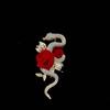 Suit Coat Brooch Shiny Rhinestones Snake Shape Pin with Rose Flower Decor Sweaters Hats Bags Badge Daily Wear Parties Accessory