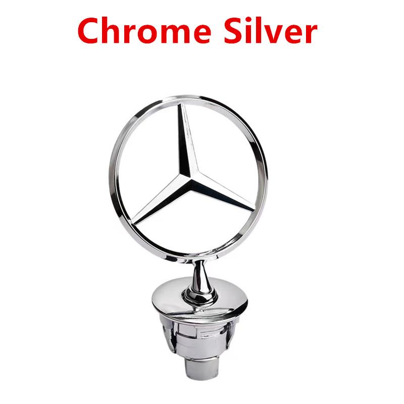 Bilklistermärke Stjärna Motorhuv Krommärke 44 mm Bil Främre Motorhuv Emblem Logotyp För Mercedes Benz C E S-klass W204 W205 W211 W212 W213 W220