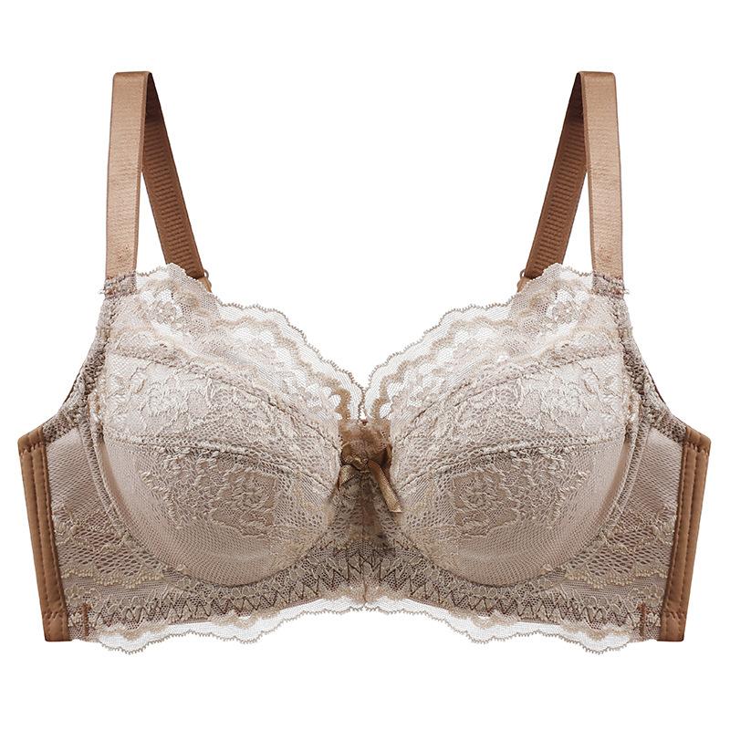 

Customized sexy transparent person with steel ring lace bra cover gathering comfortable explosion breathable 40/90D кавовий