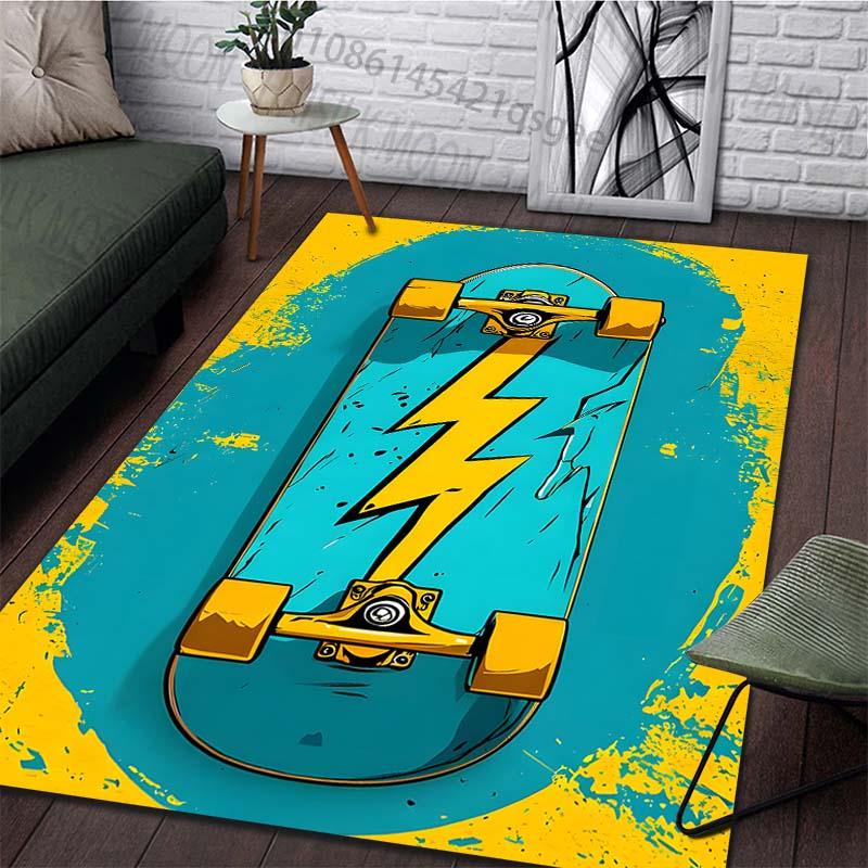 Creative Colorful Skateboard Print Rug Carpets for Bedroom Living Room Sofa Mat Door Mat Dressing Room Rugs Large Size