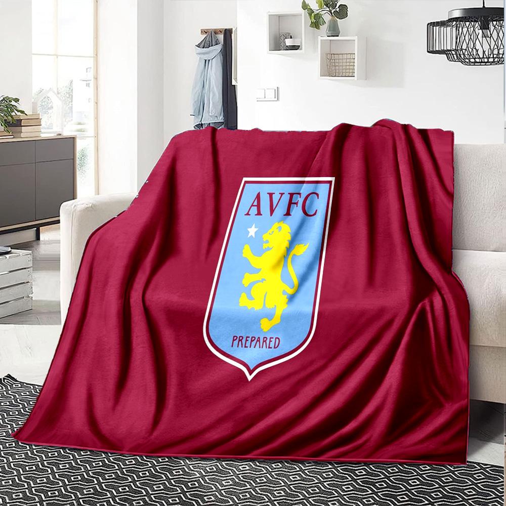 Aston Villa Crest Design Flannel Blanket, Soft Polyester, Modern Design, All-Season for Camping, Travel, Gifts for holidays or birthdays