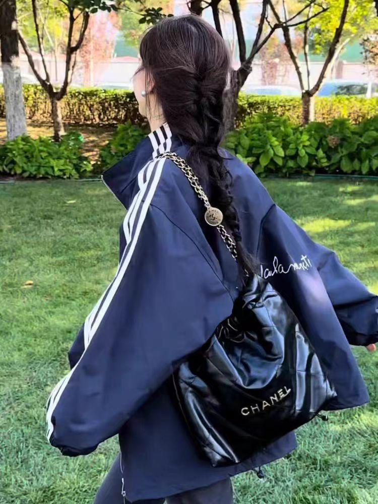 Women's Retro Stand-Up Collar Color Block Padded Baseball Jacket - Fall/Winter 2024
