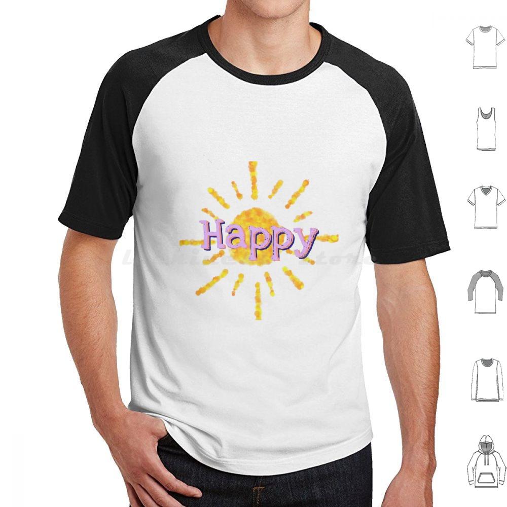Happy T Shirt 6xl Cotton Cool Tee Happy Happiness Sun Sunshine Joy Color Colorful Beautiful