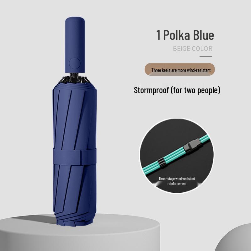 Automatic Buckle Women’s Umbrella: Windproof, Reinforced, Sun & Rain UV Protection