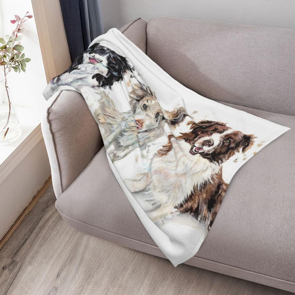 Watercolour Border Collies Throw Blanket Multi Purpose Soft Warm Blanket for Home Travel