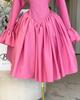 2025 Spring Elegant A-Line Dress: Women's High Waist, Long Sleeve Round Neck with Tie Detail