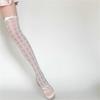 Women's Mesh Lace Long Stockings with Romantics Heart Detail And Ruffle Trim Bows Accent For Daily Wear Party Outfits
