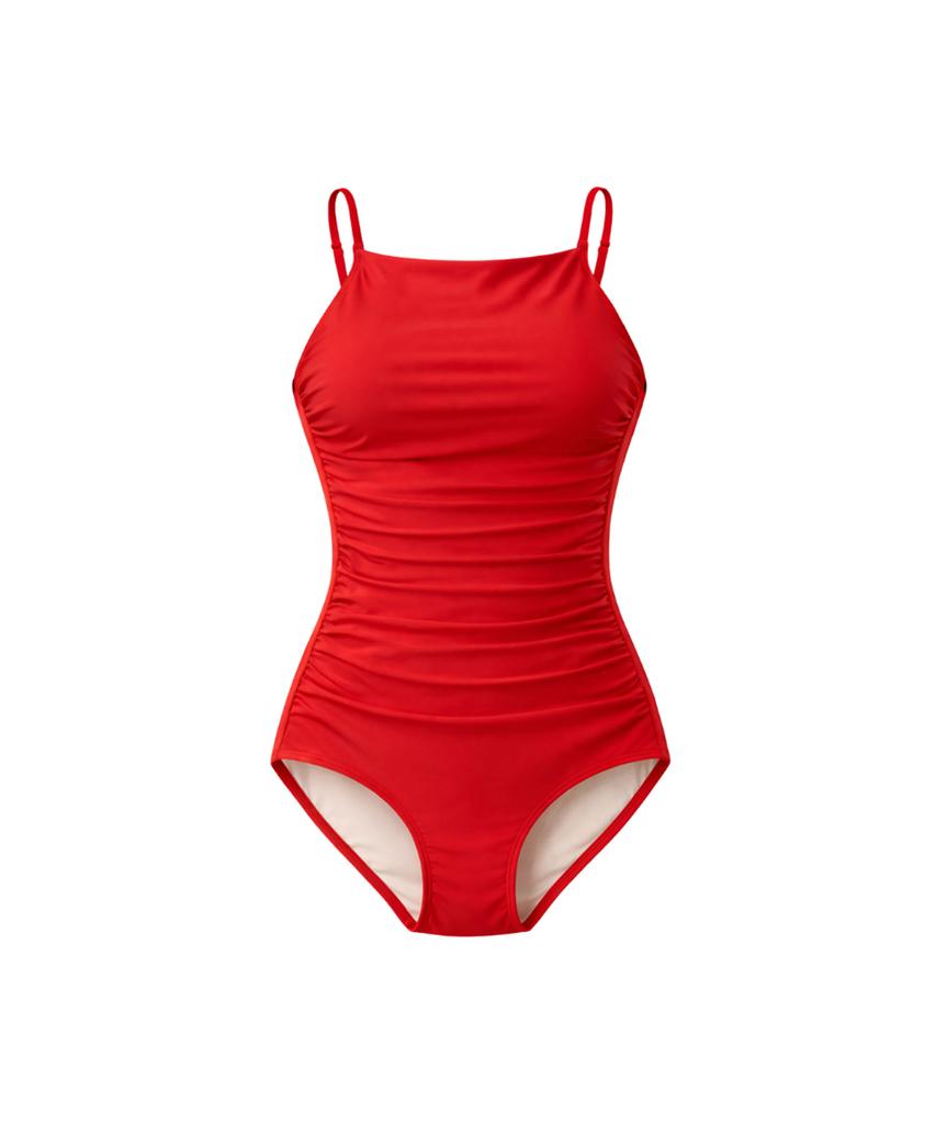 VIKINI VENDER Drape High-Neck Monokini - Red
