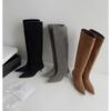 Neue Damen Stretch Moderne Lange Stiefel Mode Spitze Zehen Kniehohe Stiefel Designer Hohe Absätze Schuhe Zapatos De Muje