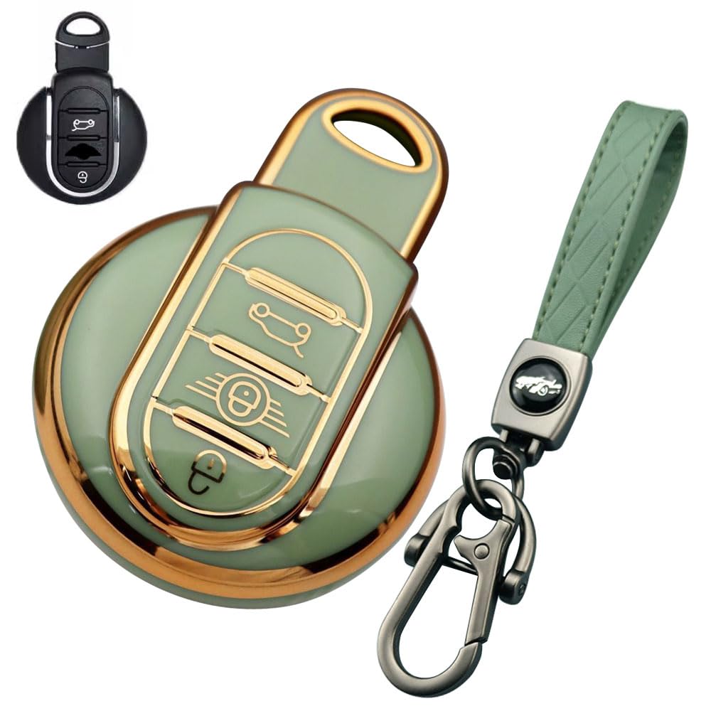 

LETINGFAR Чехол для ключей, Для BMW MINI, Чехол для смарт-ключа, Крышка для ключа, Мягкий ТПУ материал, зелёный