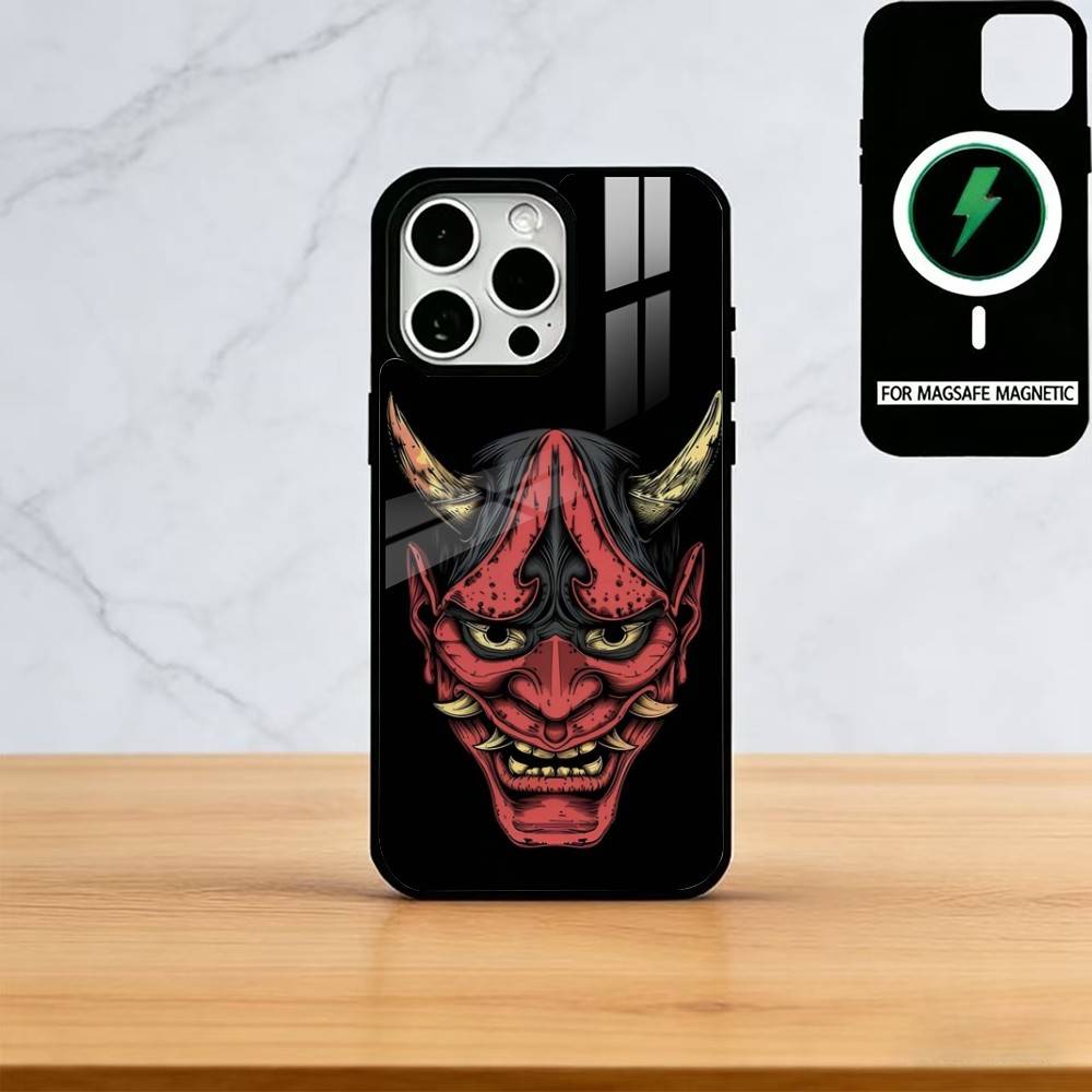 

Japan Ghost Face Samurai Phone Case For iPhone17,16,15,14,13,12,11 Plus,Pro Magnetic with Magsafe Wireless Charging iPhone14ProMax