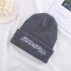 Letter Embroidered Wool Hat Korean Version Ins Fashionable Autumn and Winter Style Warm and Cold Knitted Hat Striped Versatile Cold Hat