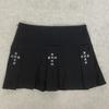 European and American summer personalized cross hot stamping design pleated A-line skirt for women
