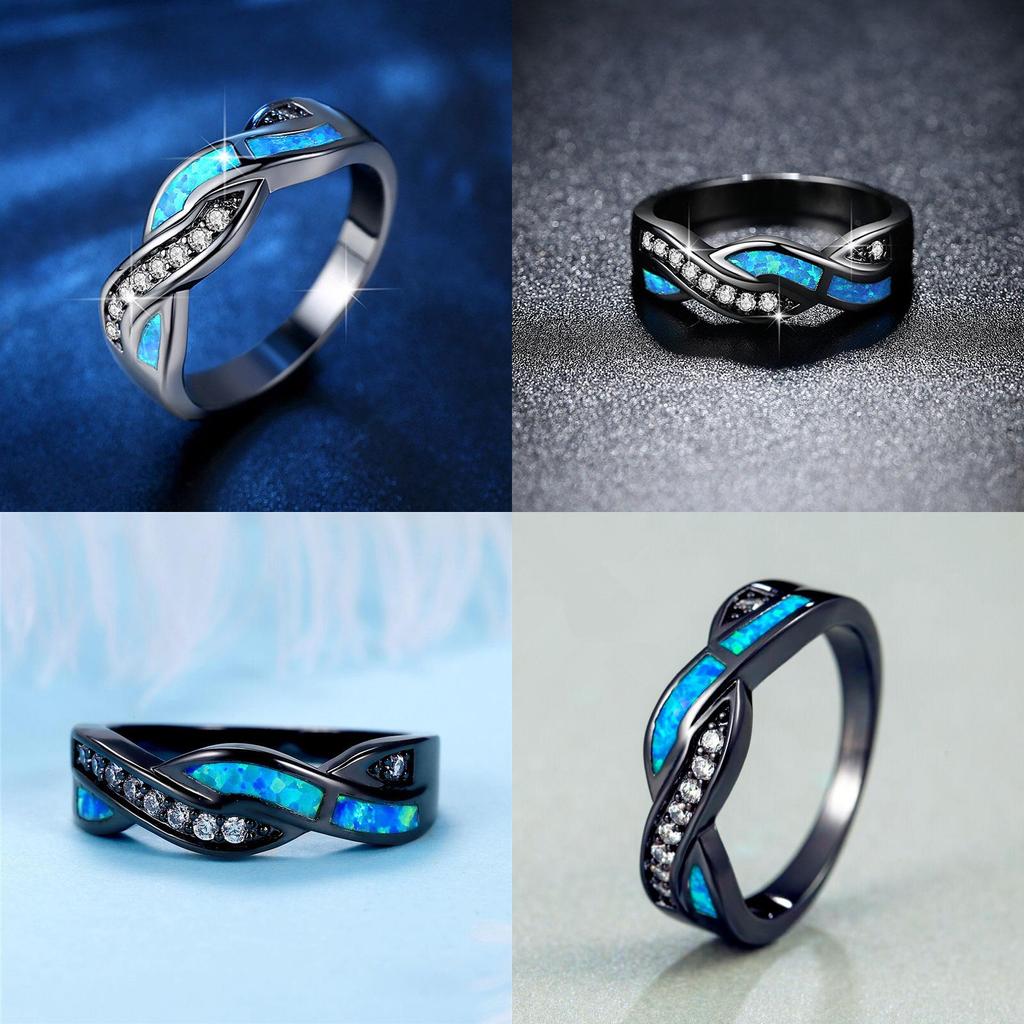 Elegant Blue Opal Ring For Women Featuring Floral Design And Luxurious Materials