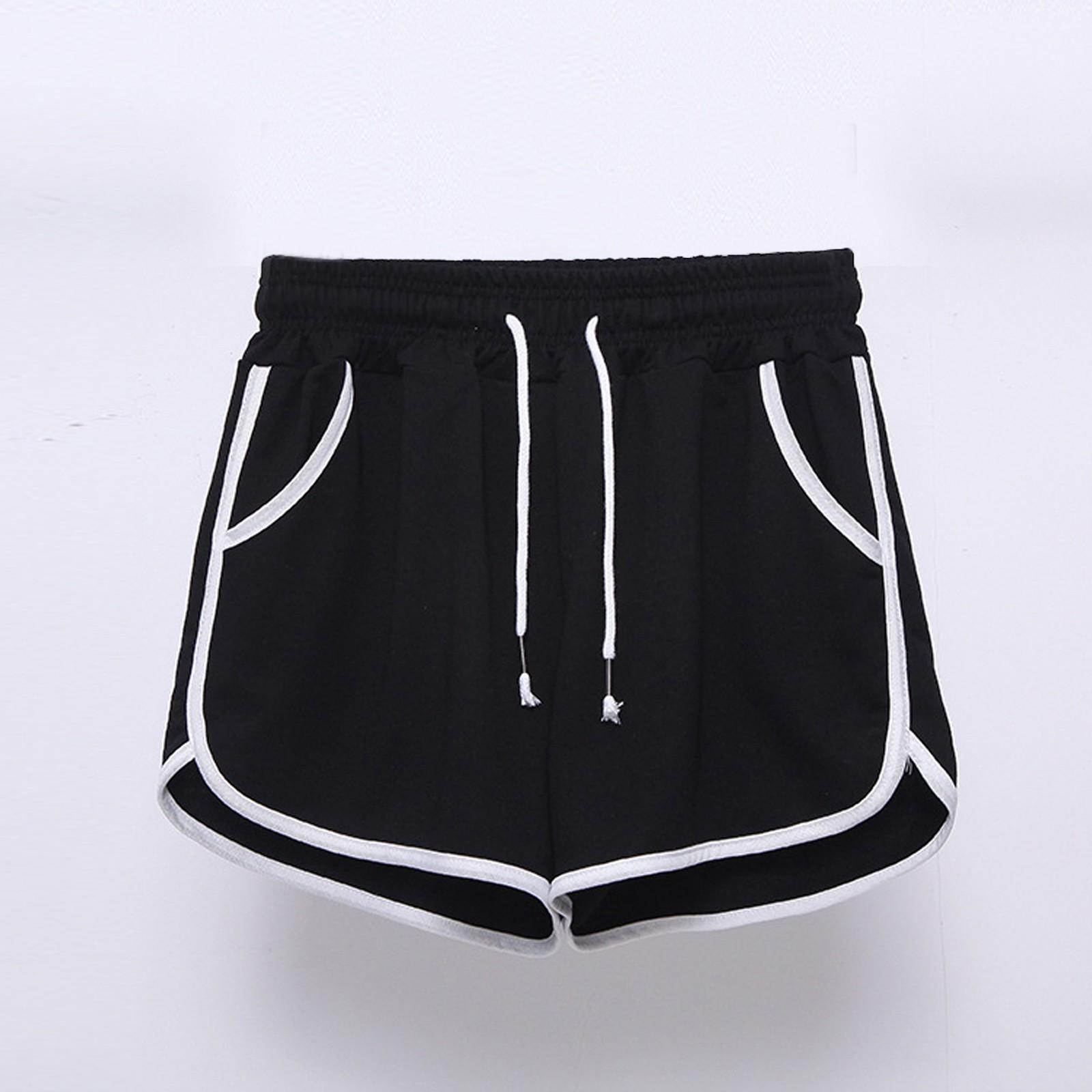 

Женские шорты с эластичной талией и завязками, симпатичные пляжные шорты с карманами M чёрный