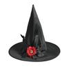 36cm 1Pcs 2025 Halloween Black Folds Witch Hat for Women Men Masquerade Party Carnival Costume Cosplay Props Halloween Decor