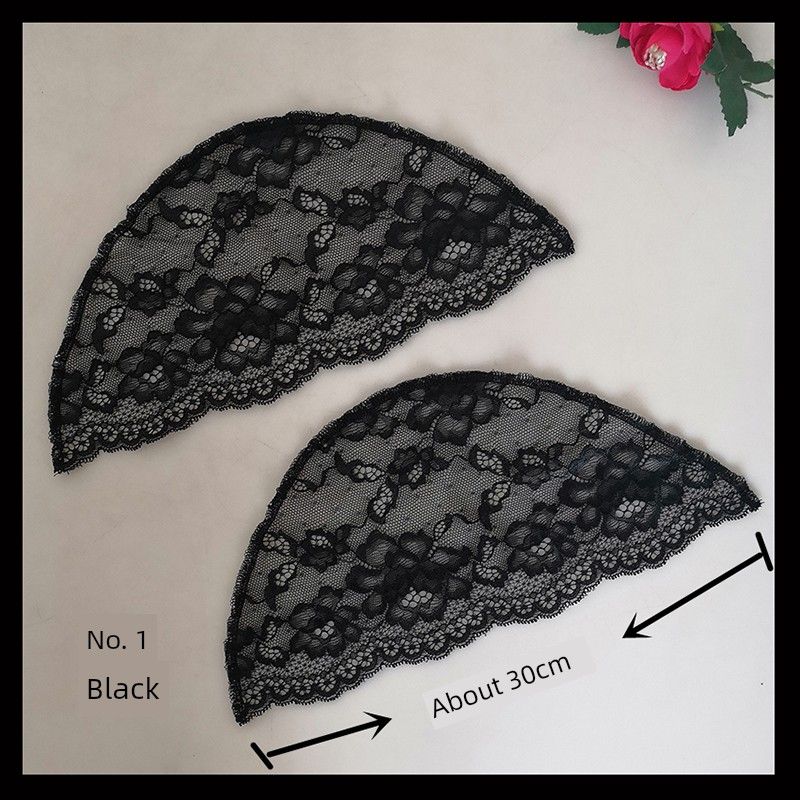 

Black Lace Stitching Cover Oversleeve Sleeveless Cheongsam with Cuffs Arms Hiding Bye-Bye Meat Semi-Finished Products Sling Fake Sleeve Black No. 1 small size a pair of radians 42cm