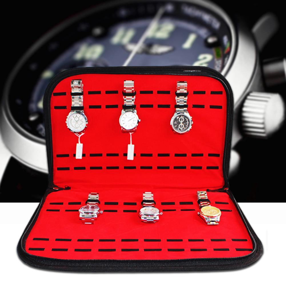 20 Slot PU Lint Watch Storage Box Organizer Zipper Collection Case Container Decoration