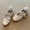 Sheepskin Version~ French Retro Rivet Mary Jane Women's Shoes Shallow Mouth One-word Buckle Single Shoes Versatile Flat Ballet Shoes