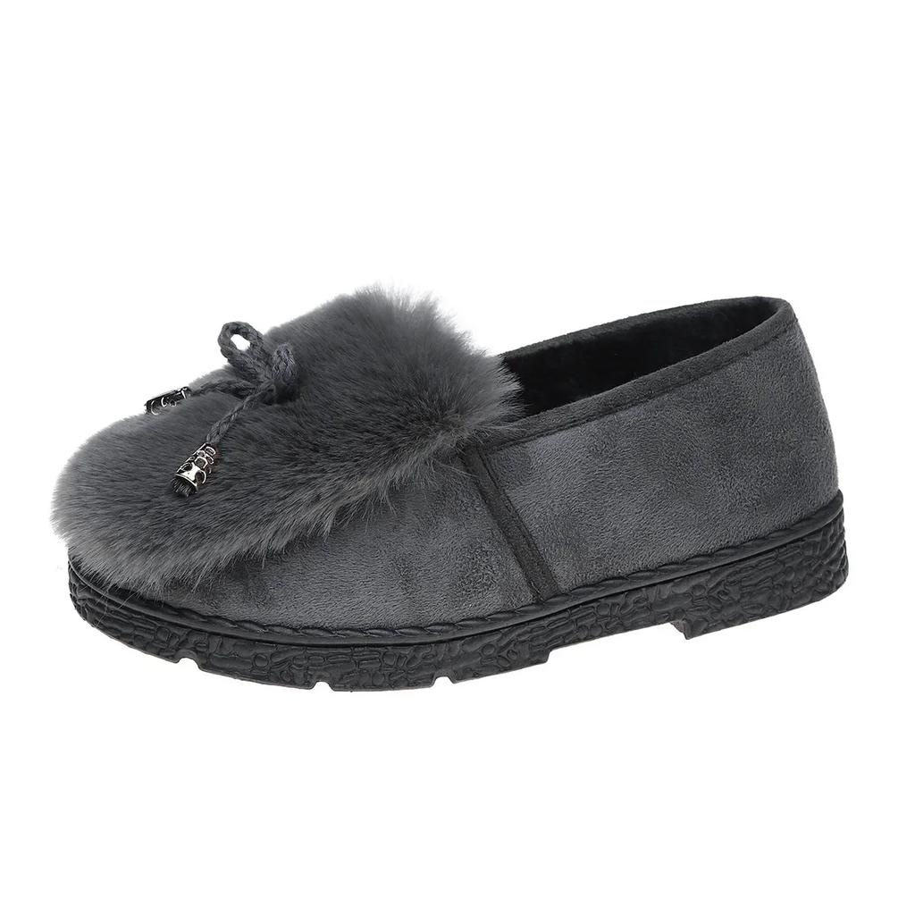 Fashion Women Fluffy Fur Snow Boots Winter Leopard Print Flat Heels Thicken Plush Cotton Padded Shoes Female Warm Ankle Botas