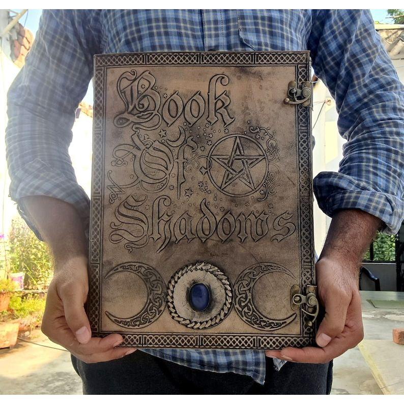 Book Of Shadows, Leather Grimoire, Leather Journal, Magic Book, Celtic Journal The Morrigan, Leather Book Travel Notebook, Christmas Gift