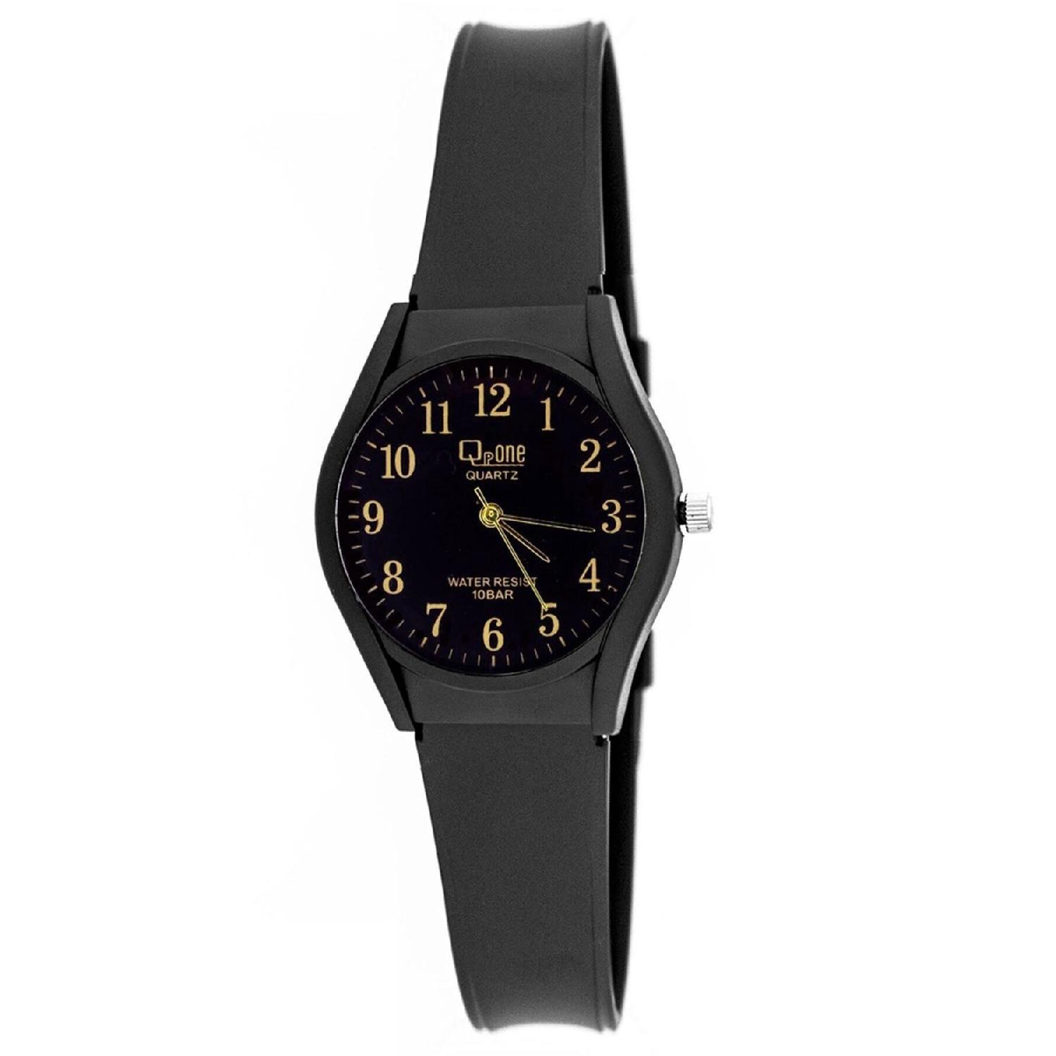 

Черные классические водонепроницаемые женские наручные часы из пластика чёрный