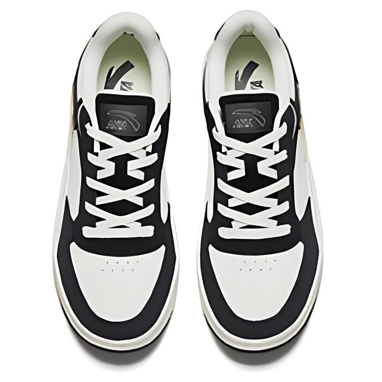 Anta Fashion Versatile Wear-Resistant Non-Slip Low-Top Skate Shoes Men sneaker Black White 912448018-2