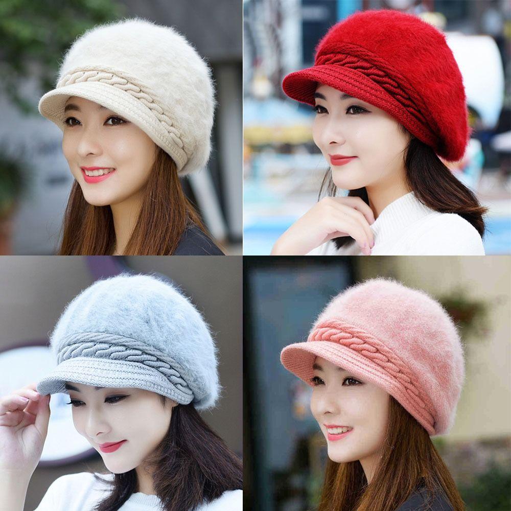 Thicken Warm Winter Beret Hat Plush Skullcap Soft Beanie Hat  Women