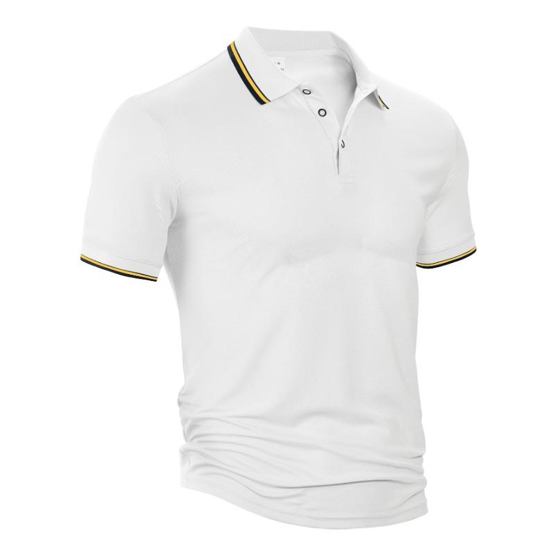 

Men s Short-Sleeve Polo Shirt with Contrast Striped Collar and Cuffs S белый