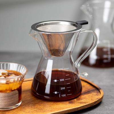 High Borosilicate Heat-resistant Thickened Glass Coffee Pot S Handle American Brewing with Graduated Mocha Sharing Pot Set