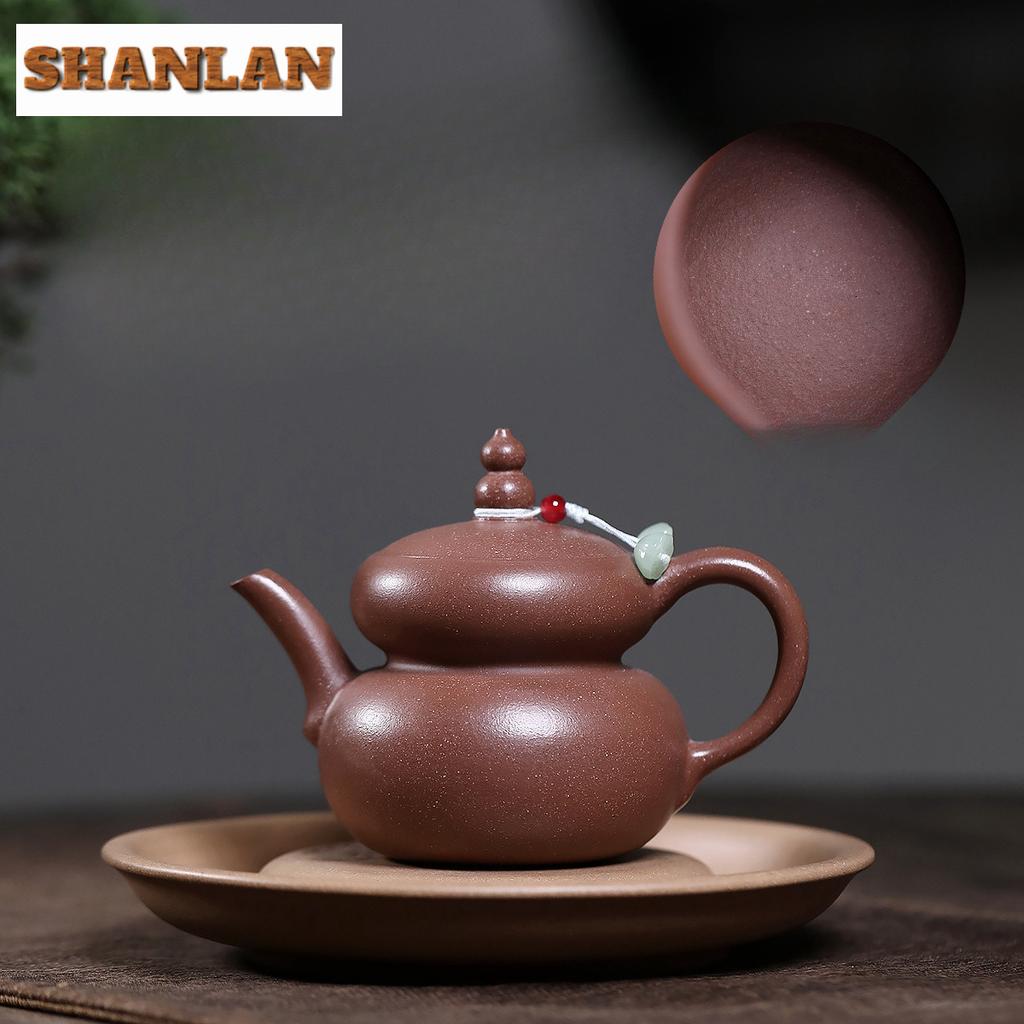 190ml Vintage Yixing Purple Clay Teapots Handmade Gourd Pot Raw Ore Section Mud Kettle Chinese Zisha Tea Set Drinkware Supplies