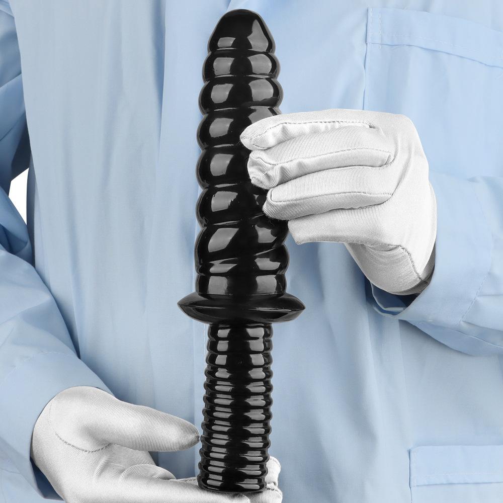Handle Masturbator Black PVC Dildo Butt Plug Fisting Sex Toy Strap On Penis Big Dick BDSM