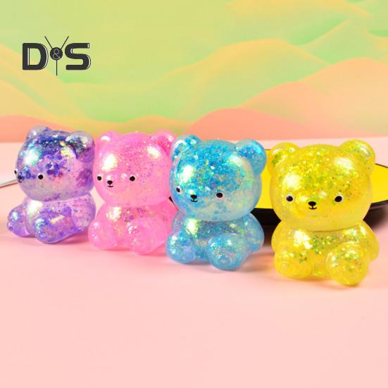 4/8Pcs Squeeze Bear Toys Mini Sequins Bear Figures Squeeze Ball Toy Finger Fidget Sensory Toy for Kids Adults Stress Relief