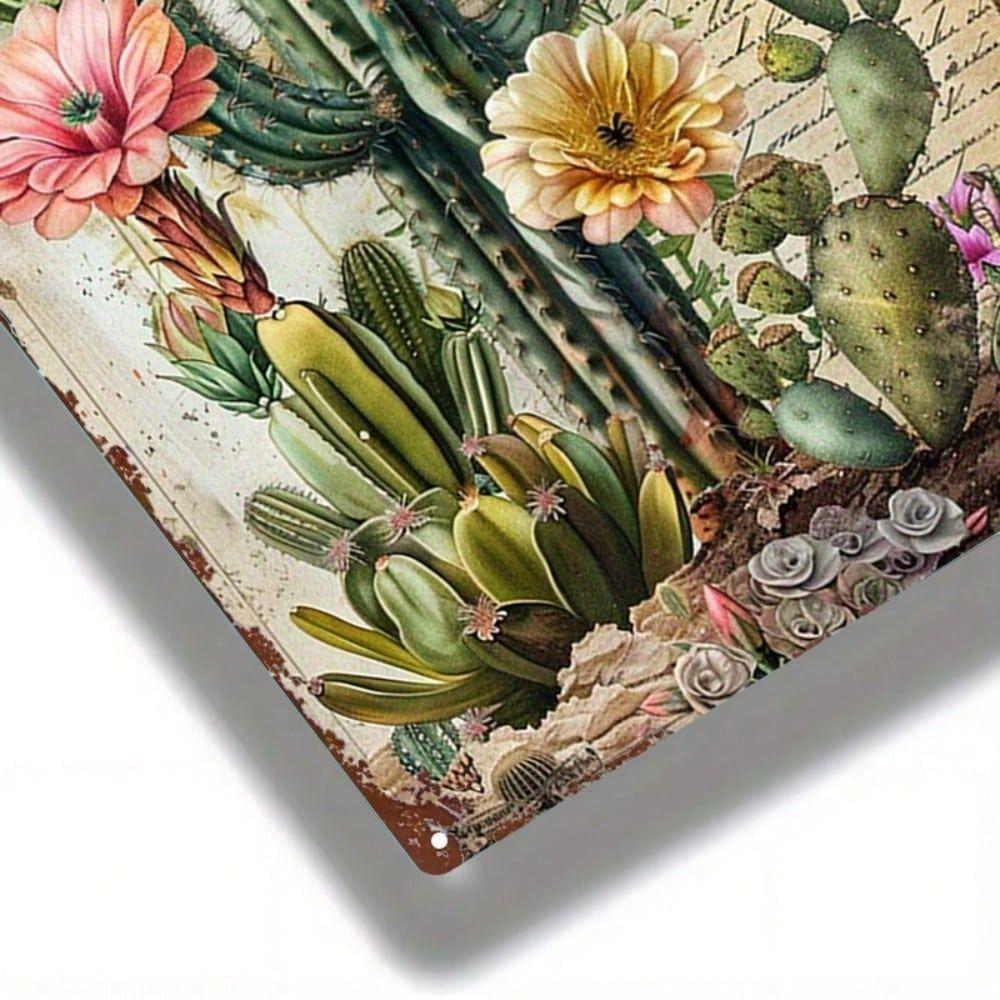 Vintage Metal Cactus Wall Art Sign Decor for Bar Home