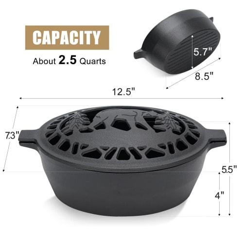 MYFIREPLACEDIRECT Wood Stove Steamer, 2.5 Quart, Wood Stove Humidifier, Decorative Bear Pattern, Cast Iron Steamer for Wood Stoves, Rust Resistant, Ma