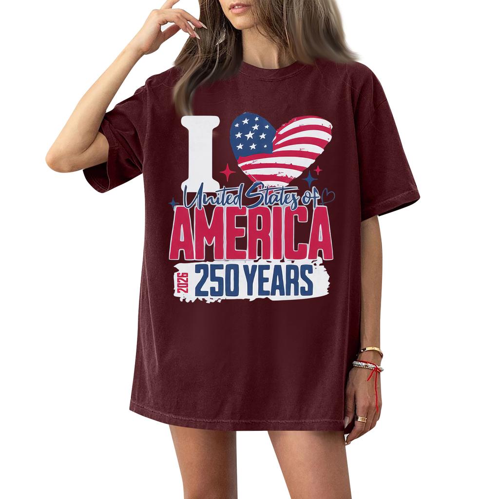 Damen Rundhals Bedrucktes Kurzarm T-Shirt Top