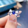 925 Sterling Silber Ring mit natürlichem blauen Saphir, Schlichter Stil, Kleine Größe 4x5