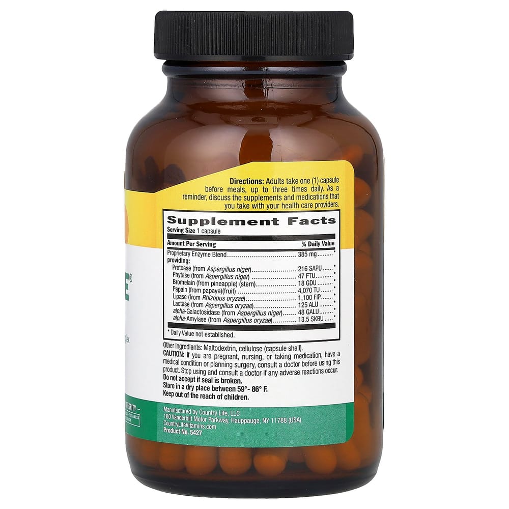 iHerb Country Life Maxi-Zyme Veggie Capsules, 120 Tablets