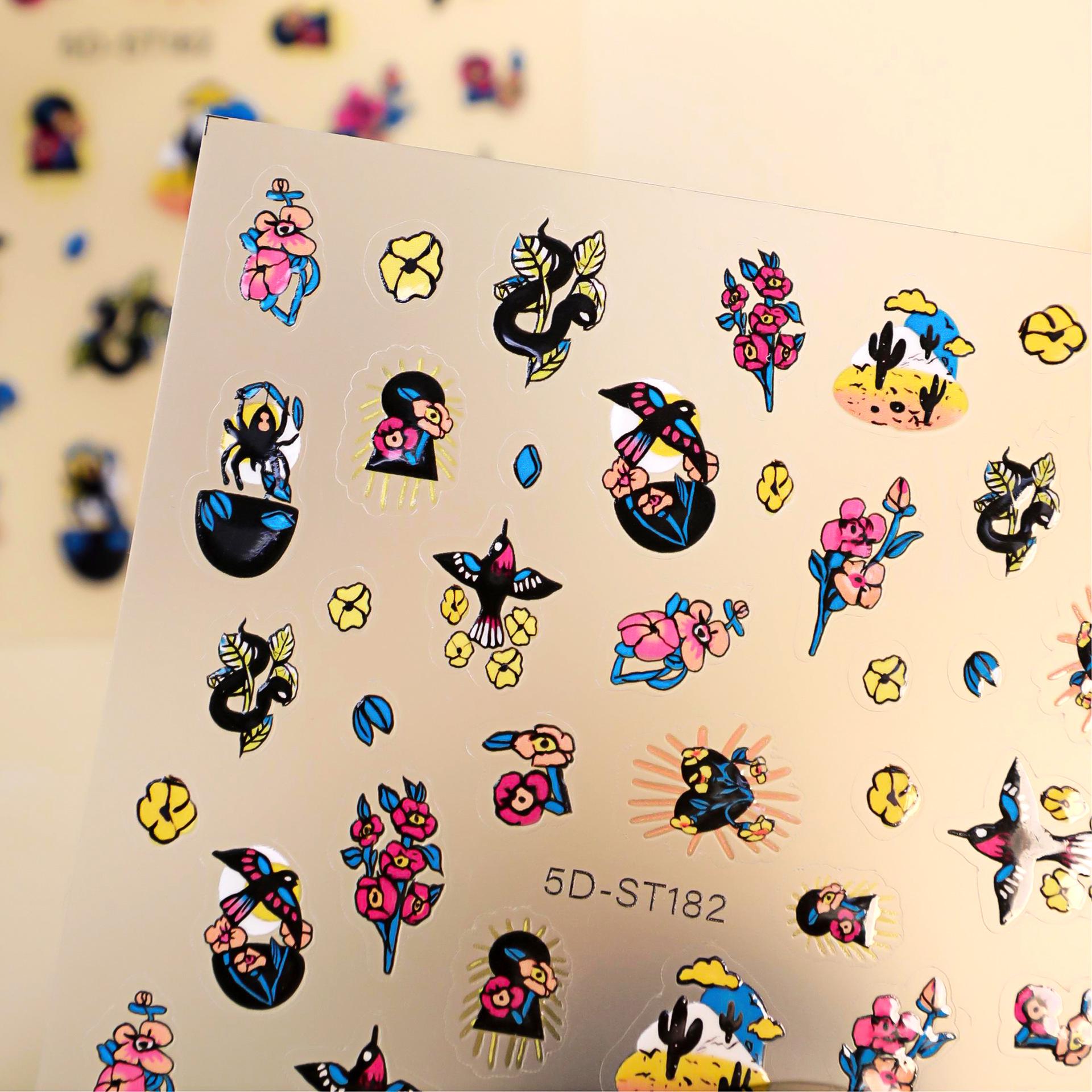 

Европейские и американские 5D рельефные наклейки для ногтей: Не загибающийся край, Трансграничный тренд, Украшение для макияжа, 3D-дизайн