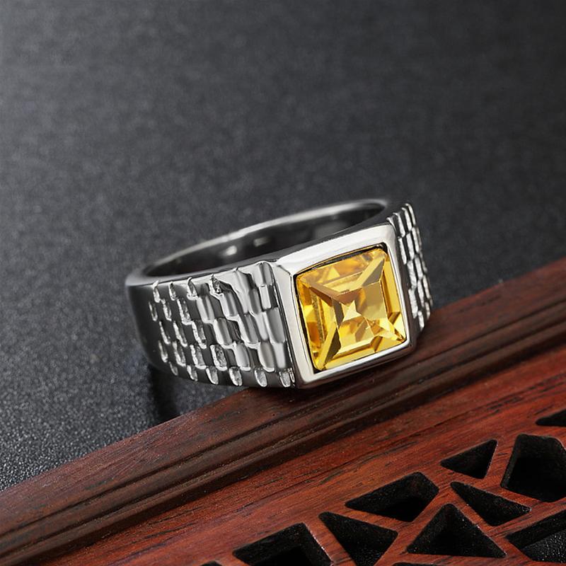 Multi Color Stone Rings for Men Women Hip Hop Punk High Quality Stainless Steel Ring Charm Party Jewelry Gift