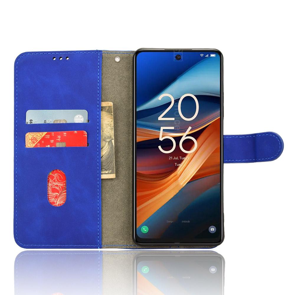 

For TCL 50 SE Case PU Leather Folio Stand View Phone Cover Skin-touch Blue