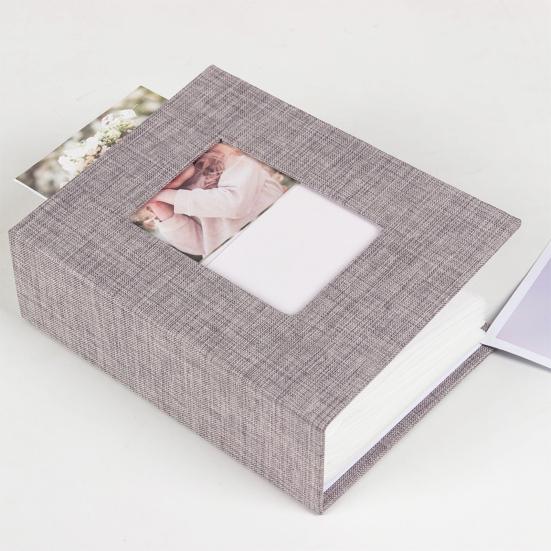Fotoalbum Leinenbezug Bildalbum mit Frontfenster 100 Fotos 4x6 Einsteck-Fotoalbum Buch für Hochzeit Urlaub Familie Babyfotos