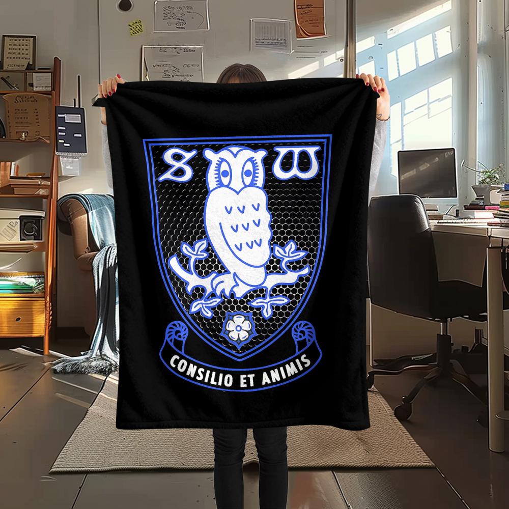 1 szt. Koc flanelowy z nadrukiem Sheffield Wednesday Football Club, Wysokiej jakości, na wszystkie pory roku, Wystrój domu, Ciepło i komfort, Idealny na prezenty świąteczne