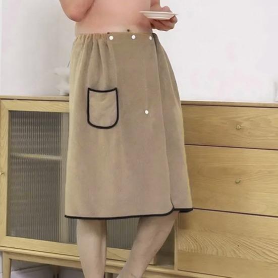 Pánská koupelová sukně ručník s kapsou korálový fleece rychlá savost nastavitelný pas