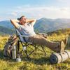 Padded Camping Chair Adults Heavy Duty Folding Chair Side Pocket Cup Holder Carry Bag Outdoor Light Grey