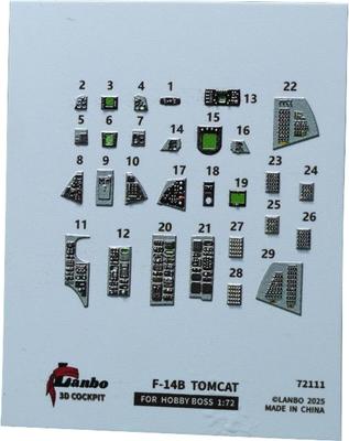 Lambo Models 1/72 F-14B Interior 3D Decal (for Hobby Boss) Plastic Model Decal LNB72111 (Airplane)